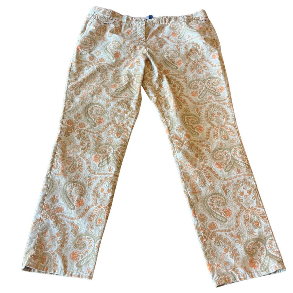 Tommy Hilfiger Chino Summer Paisley Pants Women's 16 Good Pre-Owned 100% Cotton